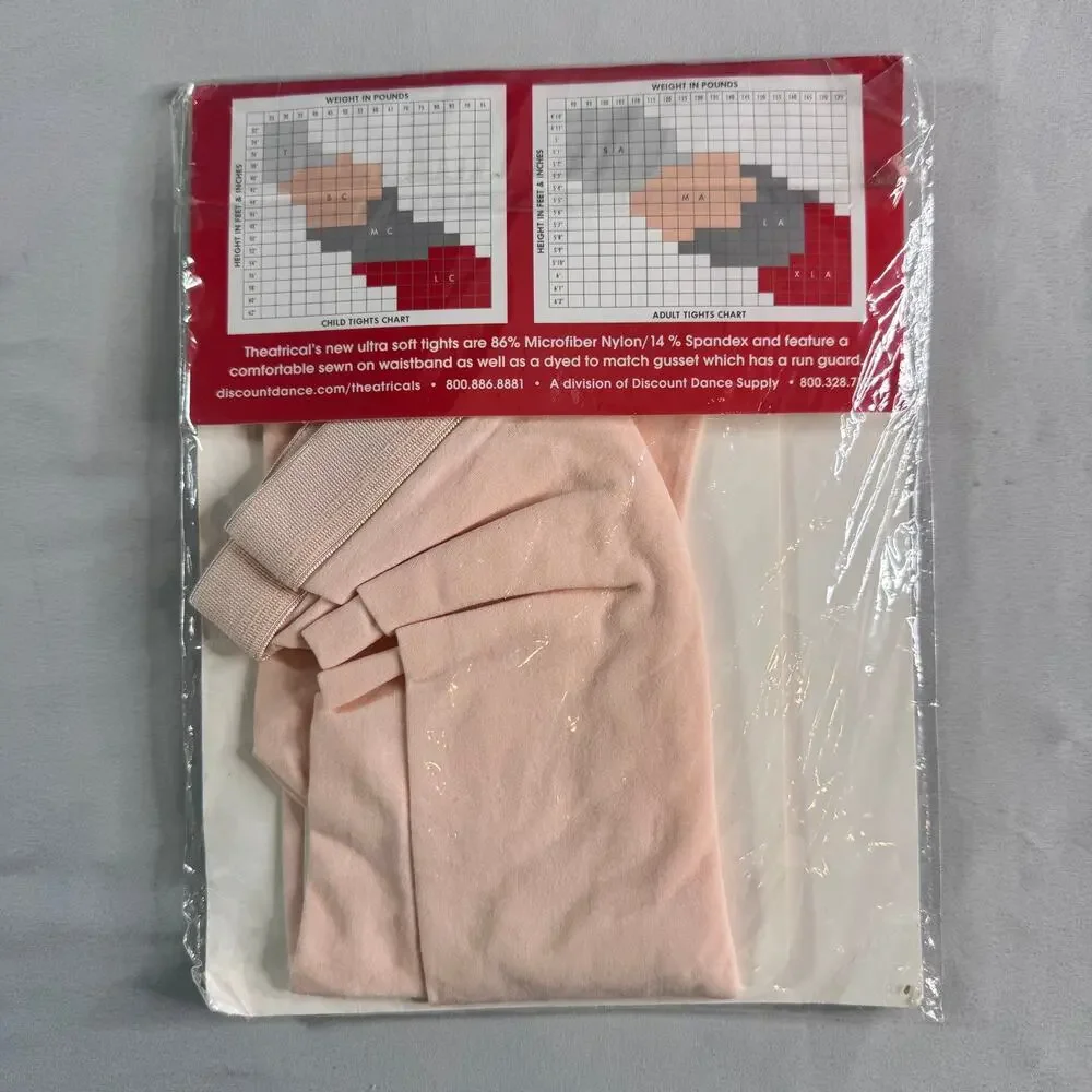 Theatricals Microfiber Footed Dance Tights Child Large Pink Ballet NIP